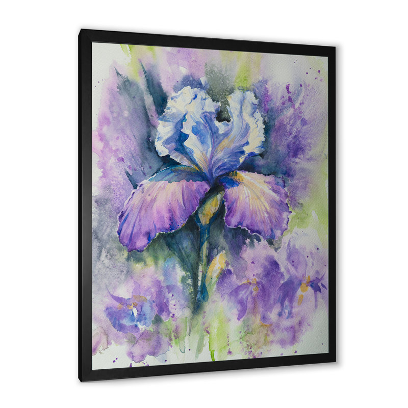 «Abstract Blue Iris Flower», reproduction d'art sur toile traditionnelle, Toile avec cadre photo noir