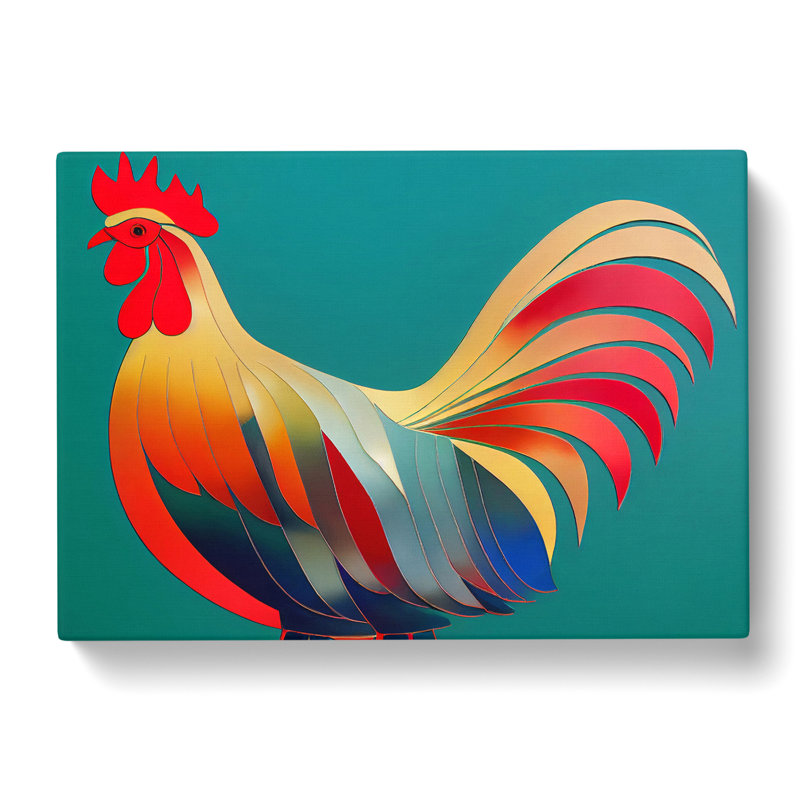 Colourful Rooster Vol.3 - Wrapped Canvas, 35cm H x 50cm W x 3cm D