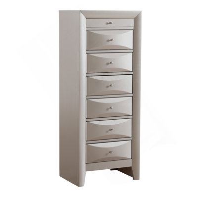 Marilla G1503-LC 7 Drawer Lingerie Chest , Silver Champagne