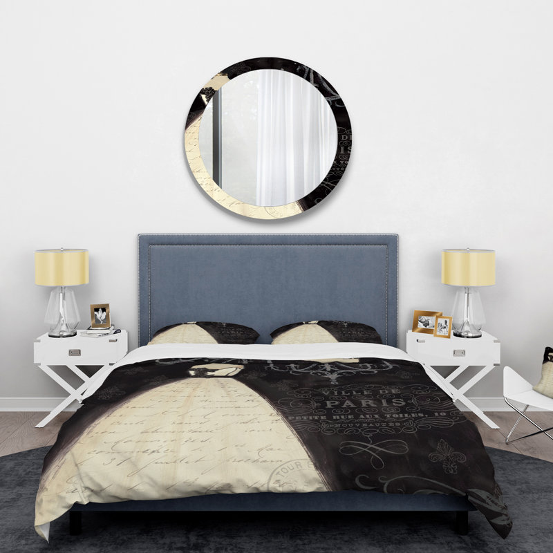 French Couture I - Ensemble de housse de couette Fashion - Microfibre de polyester, Housse simple + 1 taie décorative, Noir
