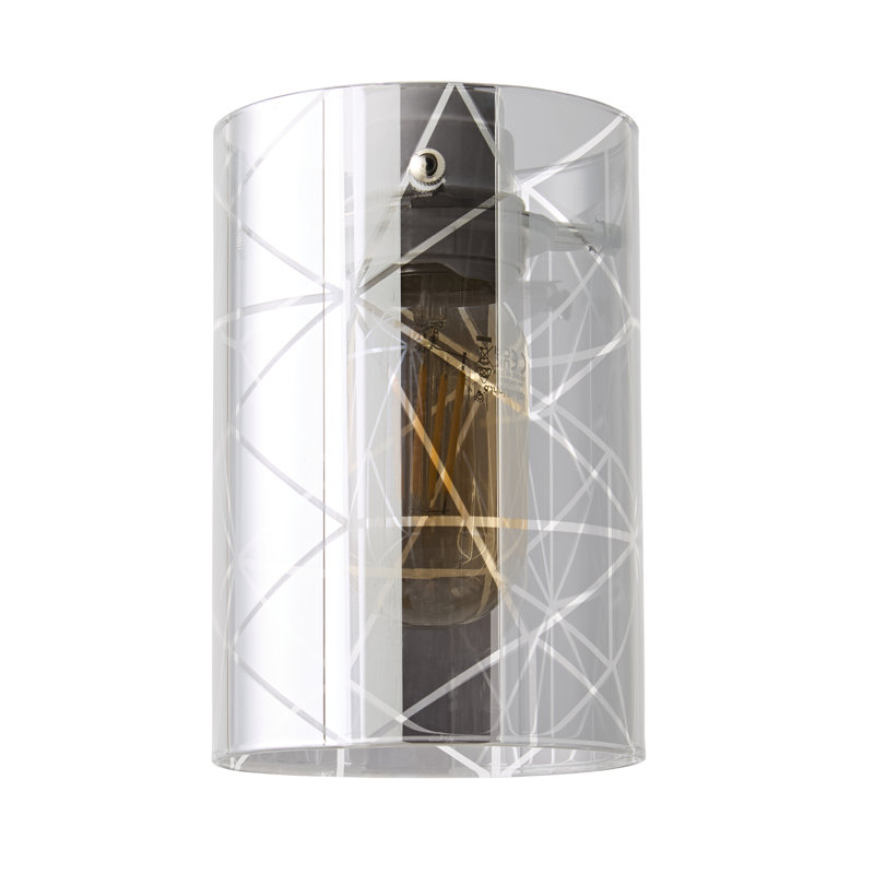 15cm H Glass Drum Lamp Shade ( Slip-On ) in Grey