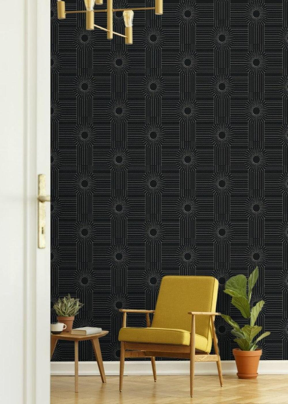 CoEd Self-Adhesive Wallpaper Tile, Onyx, Faux Grasscloth, Non-pasted