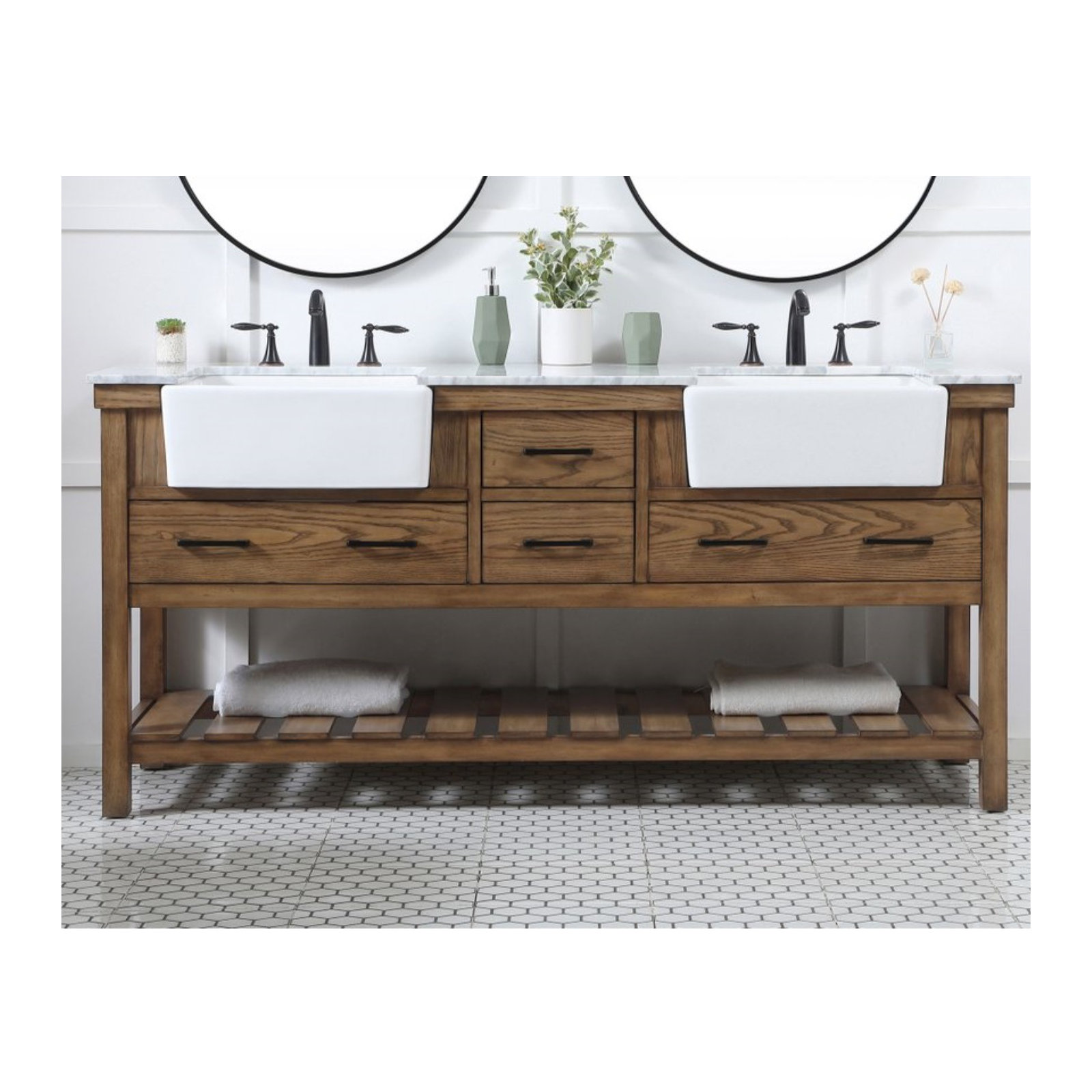 Pelaghia 72'' Double Bathroom Vanity, Driftwood