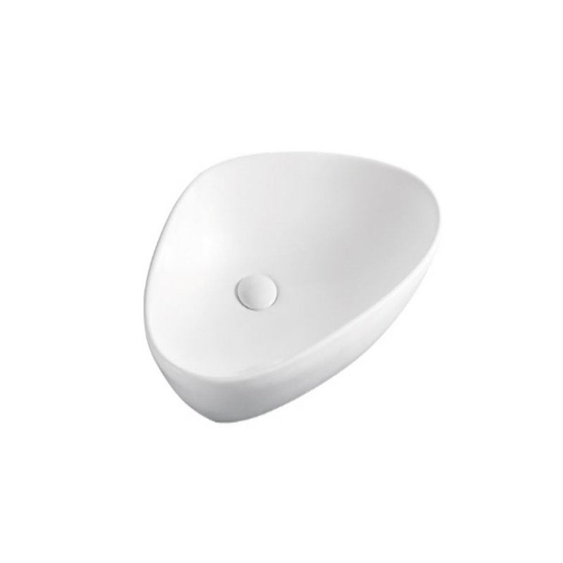 Lavabo de salle de bain vasque triangulaire en céramique blanche avec robinet