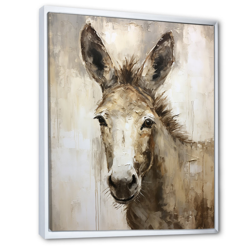 Portrait d'un âne sophistiqué sur toile, Cadre flottant blanc, 44" H x 34" W