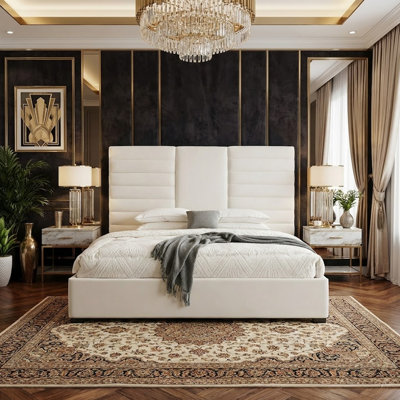 Hotel-Inspired Storage Bed with Extra-Tall Velvet Headboard