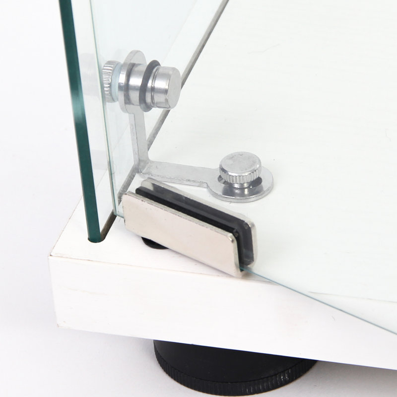Vitrine à 3 tablettes en verre blanc avec une porte - plancher pour installation de bureau, chambre à coucher et salon