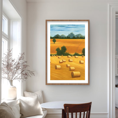 Hay Bale Fields - Farmhouse Framed Matted Print Decor