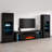 Entertainment 128.7" Modern Entertainment Center with Electric Fireplace, High Gloss Finish, Media Storage-439542782