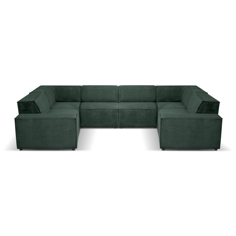 Akes 6 Seater Large Corner Sofa , Green