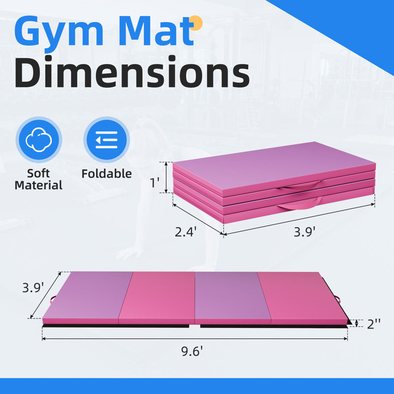 Tapis de gymnastique épais multicolore 4 pi x 10 pi x 2 po Polar Aurora
