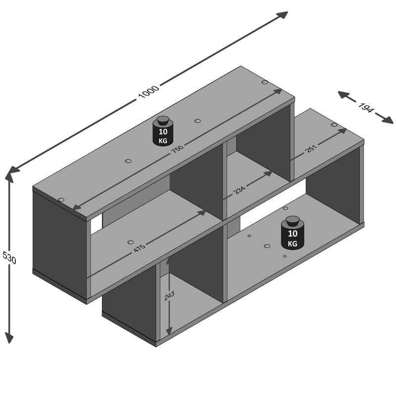 Butcombe 53cm H x 100cm W Cube Bookcase