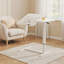 Overbed Bedside Desk - Mobile Rolling Laptop Stand, Adjustable Height - White