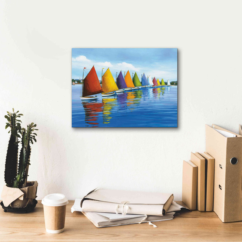 Breakwater Bay «Rainbow Cats» par Sally Caldwell Fisher, art mural giclée sur toile, 34 po x 26 po
