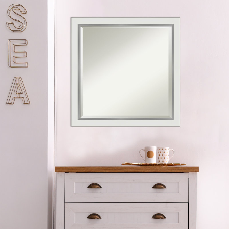 Quade Mirror, 23" x 23", Satin White/Silver