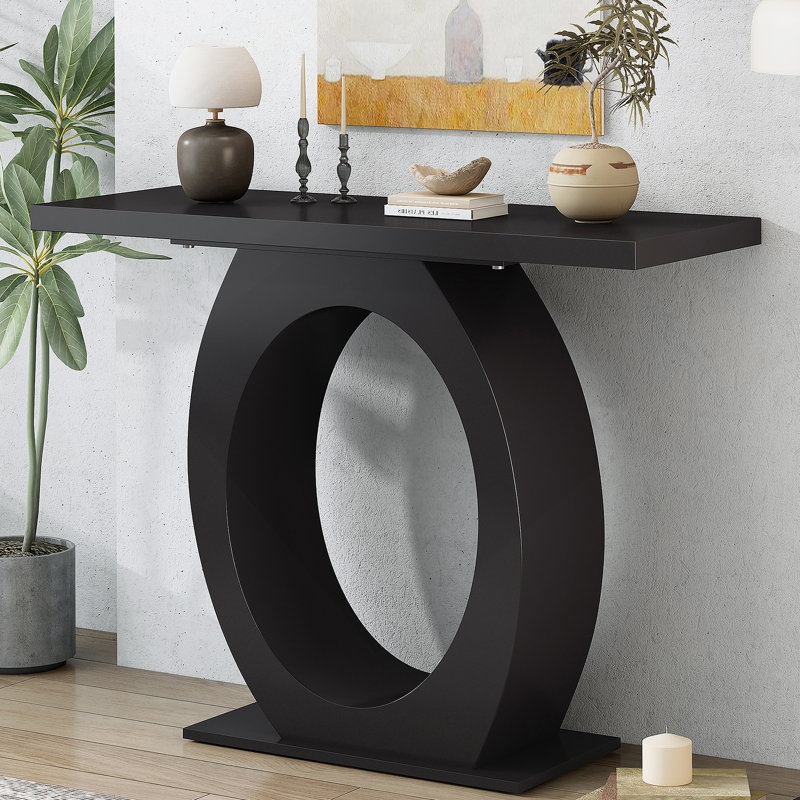 Console élégante et moderne avec base en forme d'œuf, stabilité et durabilité accrues, design épuré, Noir