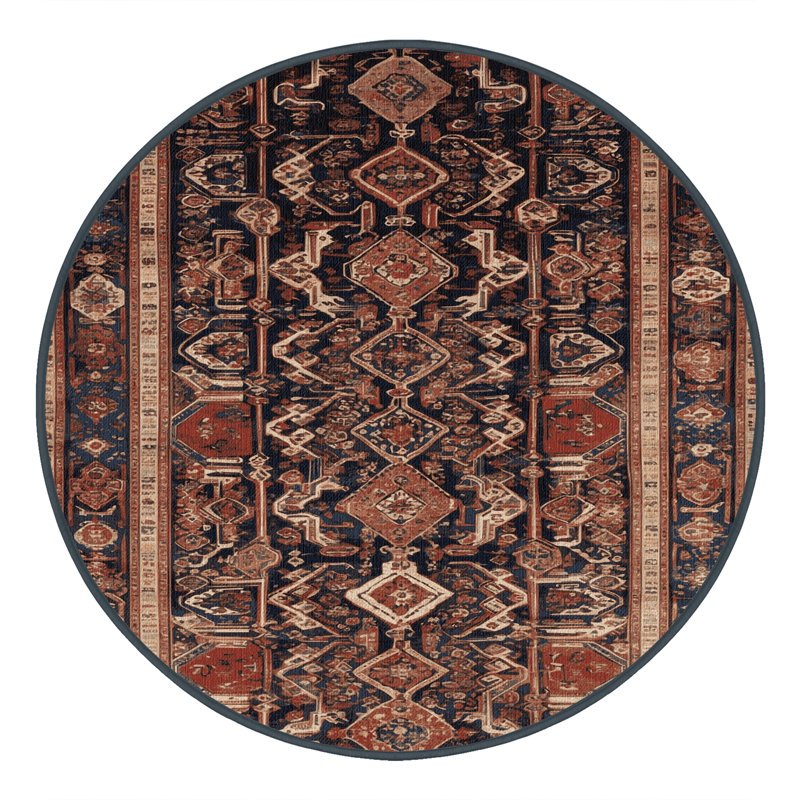 Machine Washable Persian Brown Area Rug, Round 5'