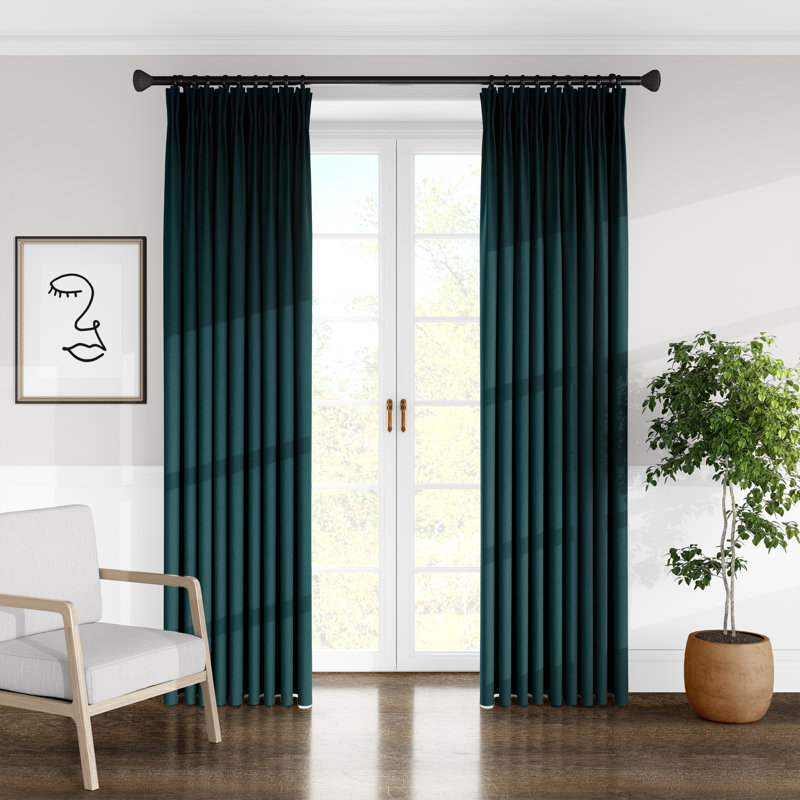 Alia Velvet Solid Color Pinch Pleat Curtain Panels, Red, 20" W x 144" L