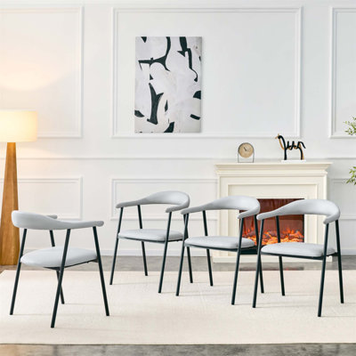Ensemble 4 pièces de chaises de salle à manger modernes en similicuir minimaliste avec dossiers ergonomiques et pieds en métal durables, disponibles en plusieurs couleurs (seulement chaise)