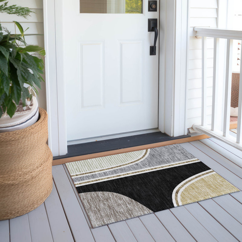 Machine Washable Indoor/Outdoor Chantille ACN2505 Modern Rug, Rectangle 1'8" x 2'6", Black