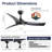 Whisper 52" 3-ABS Blade Modern Classic Ceiling Fan With Light And Remote Control, Suitable For Indoor/Outdoor Shelter, Available In 3 Colors-647661435-657170001