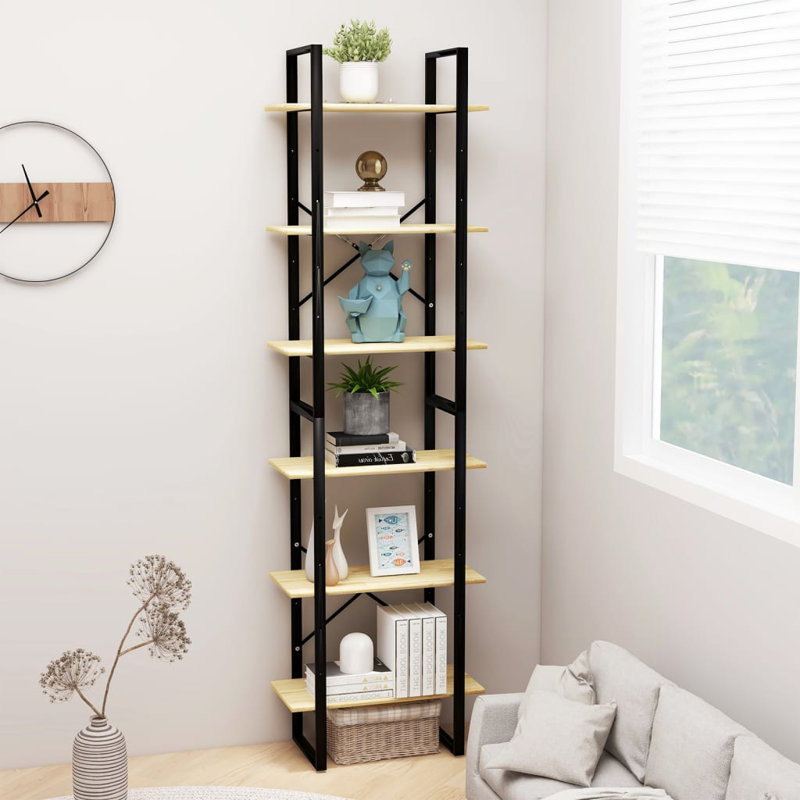 Emlen 60 cm W Etagere Bookcase, White, Solid Pine Wood, 210 cm