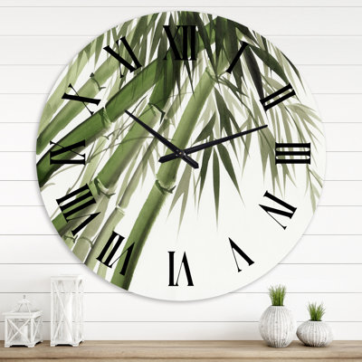 Bambou vert foncé rétro - horloge murale traditionnelle
