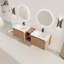Meuble-lavabo mural de 68 po avec lavabo en céramique blanche et tablettes de rangement et 1 porte à fermeture en douceur