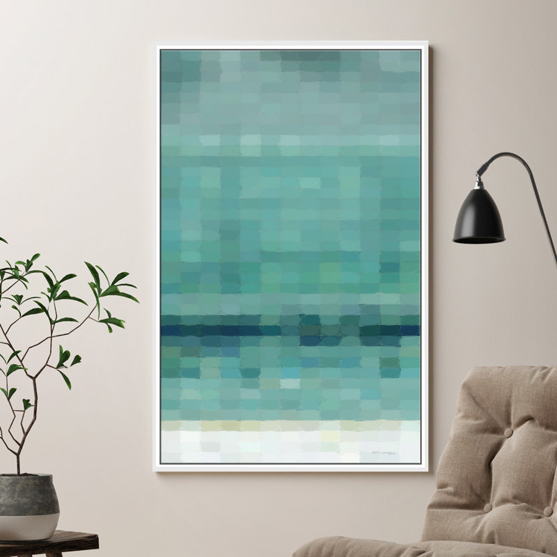 « summer beach », impression sur toile en turquoise bleu, H 43,5 po x l 27,5 po
