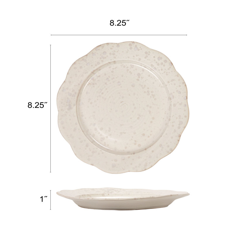 Stoneware Scalloped Plates In Reactive Glaze
