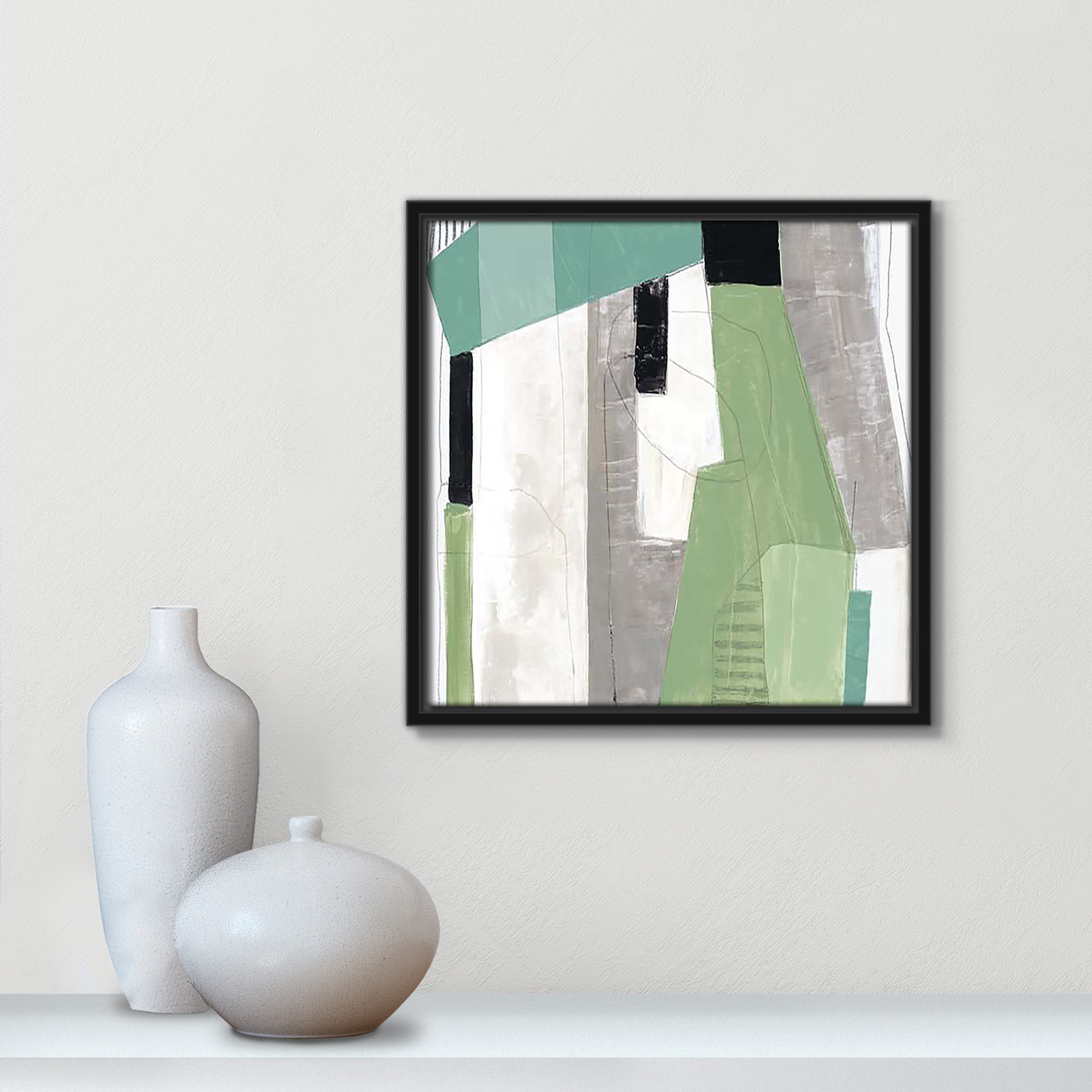 Evergreen Essence I by Tom Reeves, Black Floater Framed, 13.5" H x 13.5" W x 2" D