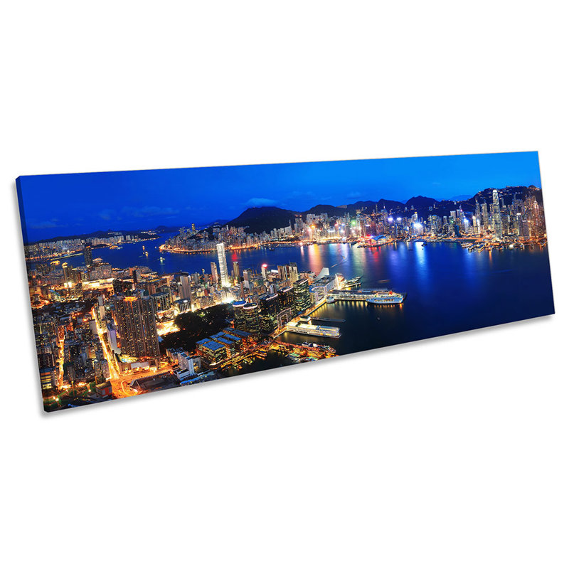 Hong Kong Cityscape Skyline - Wrapped Canvas Panoramic Print, 45.72cm H x 137.16cm W x 2cm D
