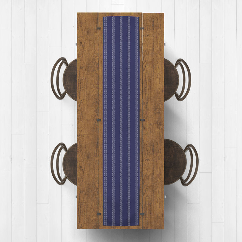 Youssef Rectangular Striped Table Runner, 90" x 16", Navy