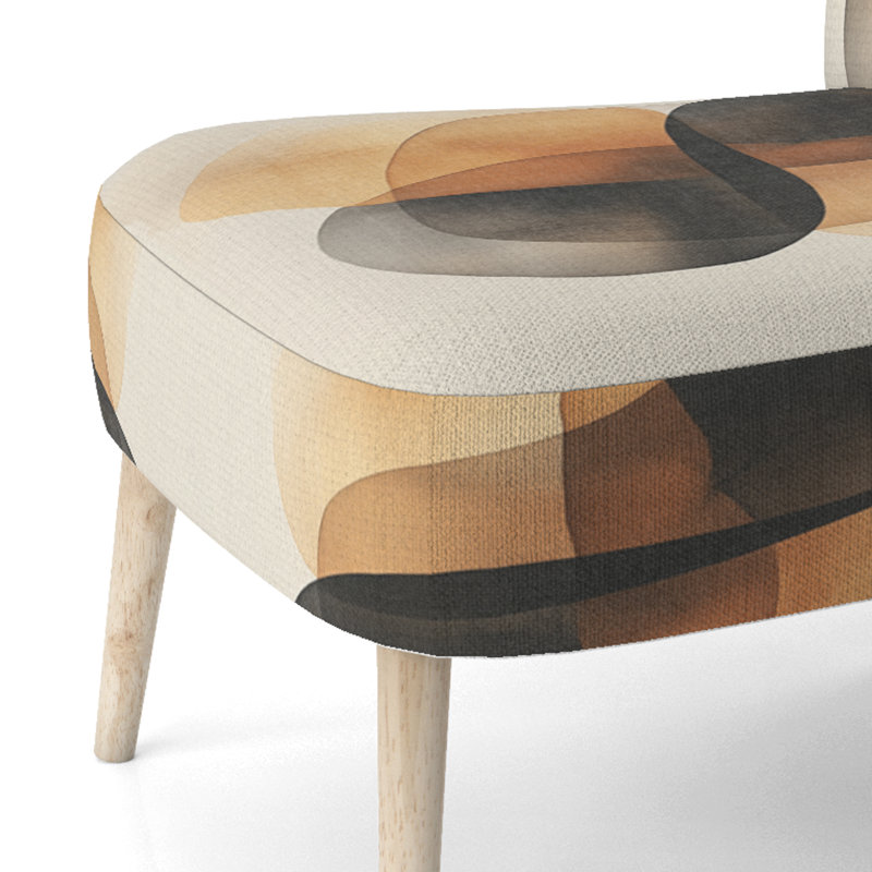 Abstract Shapes Accent Chair - Brown Minimal Curves I Side Chair, Side Chair Armless