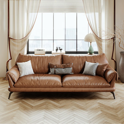 Brown Genuine Leather Standard Sofa