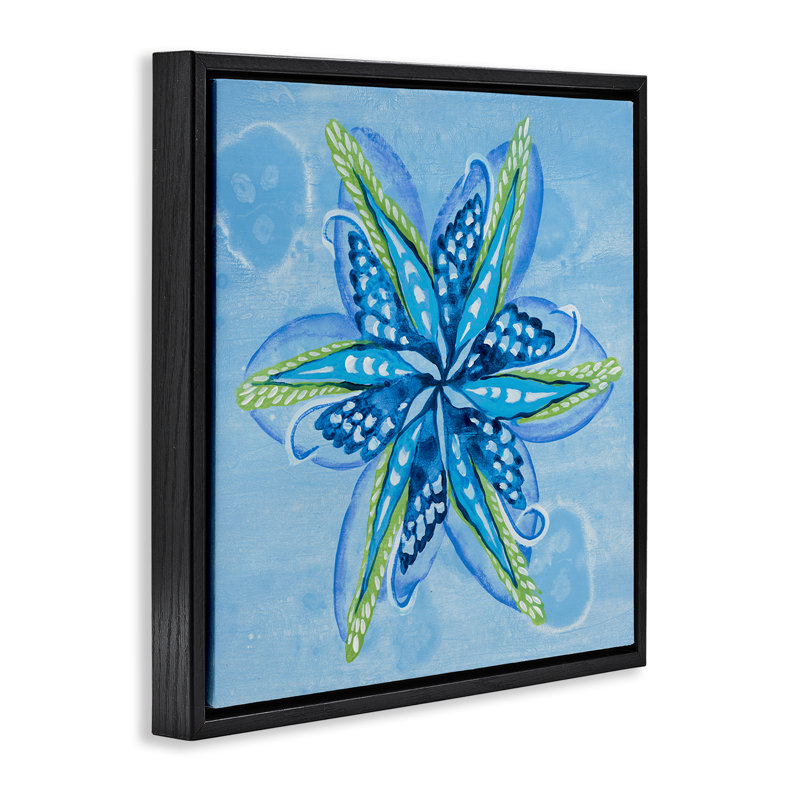 Cadre flottant étoile en forme de fleur abstraite, design par Liz Jardine, H 18 po x l 18 po, Cadre flottant noir de jais
