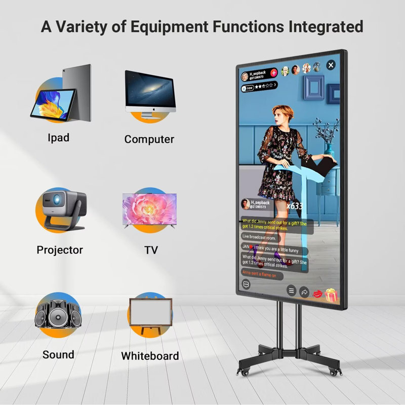 JYXCN 49 Inch Smart Interactive Display, 1080P IR Touch, Android 12, WiFi/Bluetooth, Commercial Use