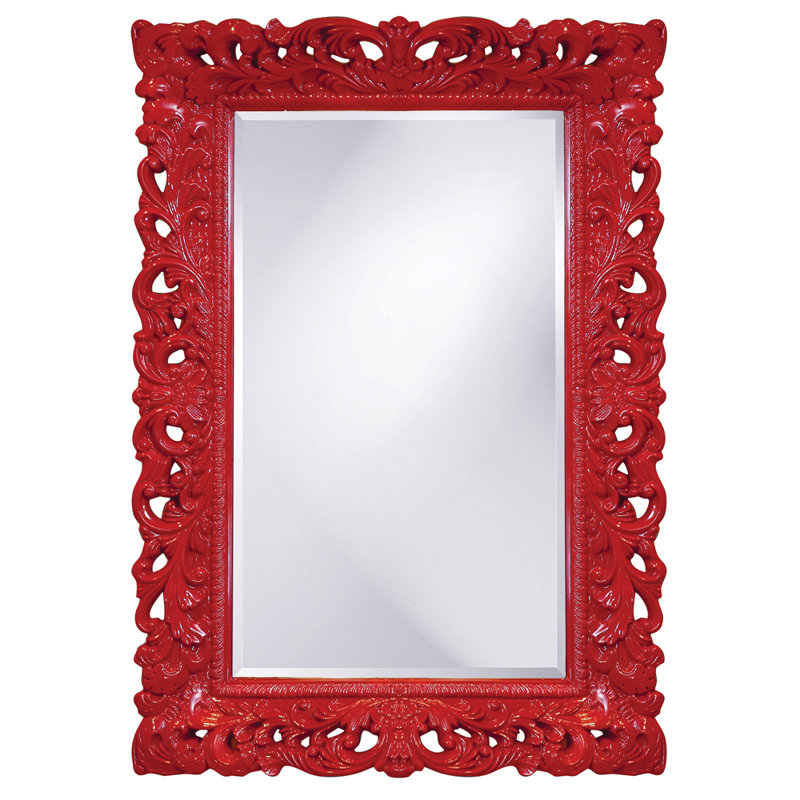 Luise Ornate Beveled Framed Accent Mirror, Red
