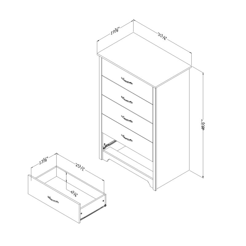 Fusion 31'' W 5 - Drawer Dresser, White