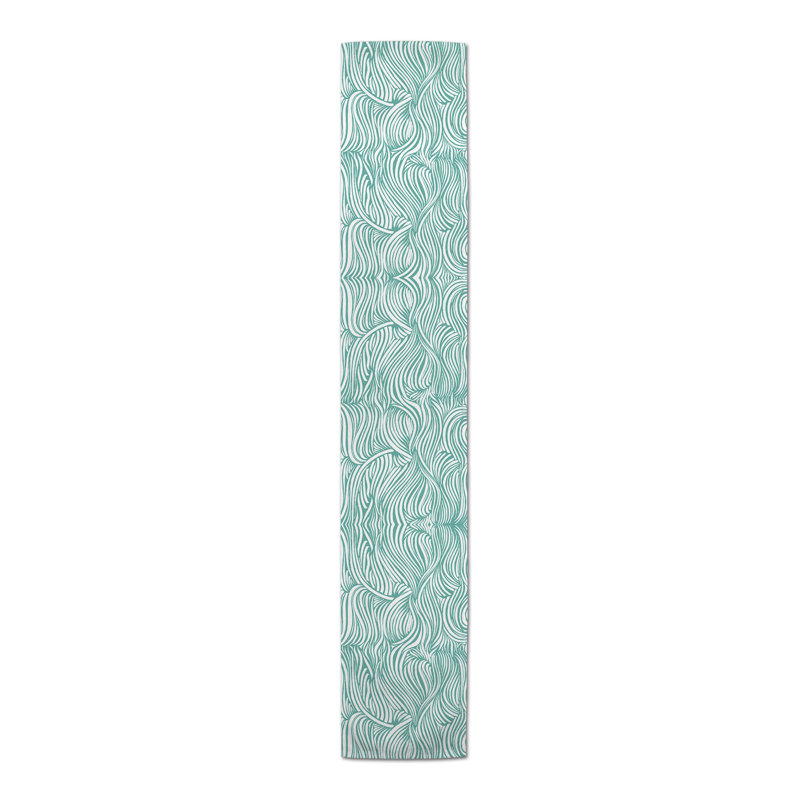 Mclaughlin Abstract Waves Table Runner, 72" L x 16" W, Teal
