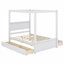 Lit à baldaquin en bois classique, structure robuste et 4 tiroirs pratiques