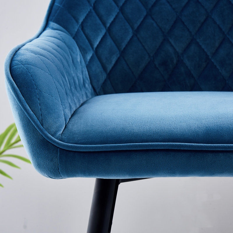Saarrah 68cm Upholstered Bar Stool with Arm, Velvet Teal