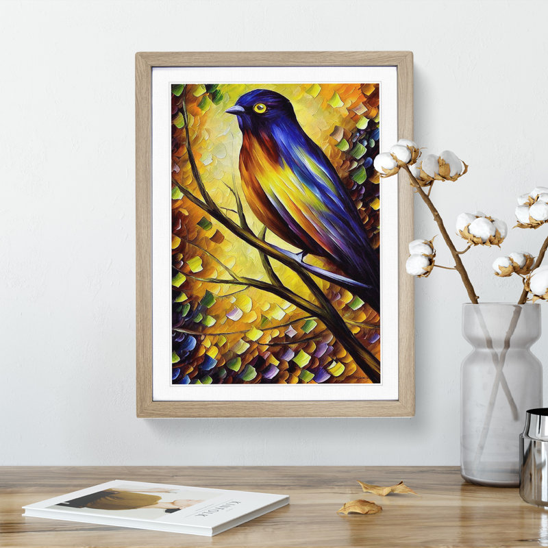 Portrait Of A Bird No.3 - Single Picture Frame Print, 64cm H x 46cm W, Oak