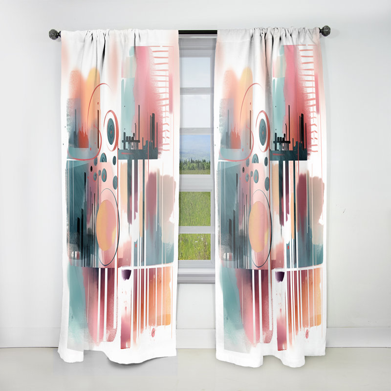 Geet - Orange And Blue Artistic Expressions V - Abstract Curtain - Velvet Room Darkening - 1 panel, 52" W x 84" L