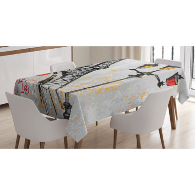 Paris Grunge Illustration Tablecloth