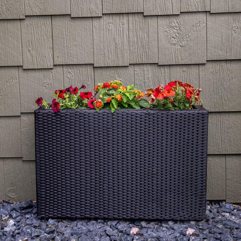 Boîte à fleurs en osier 3 sections - noir