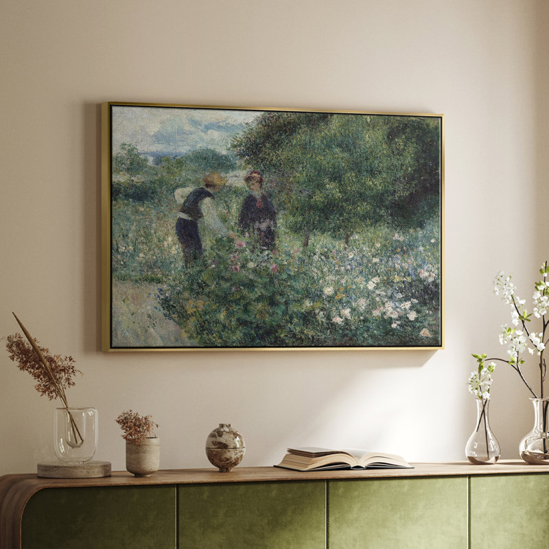 Botanique rétro - LV III, Toile avec cadre flottant or, H 27 po x l 41 po x P 2 po