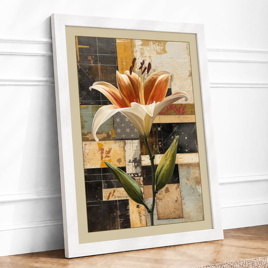 Lily in Earth Tones Botanical - Framed Print