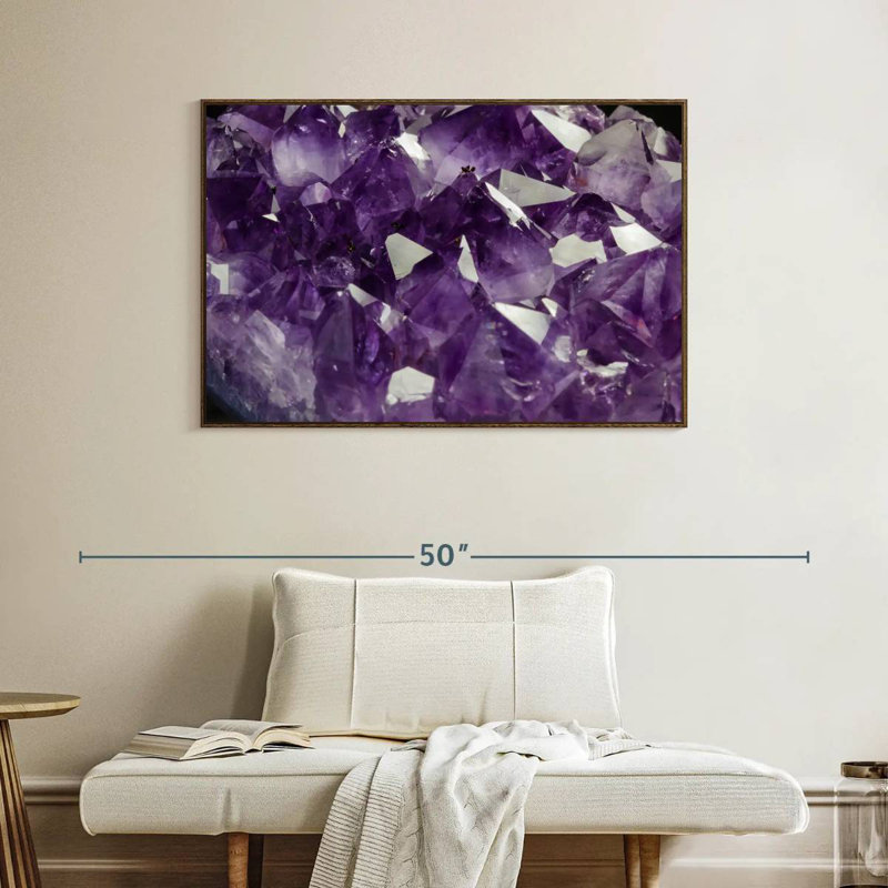 Cristal améthyste mauve, Cadre flottant noyer, 40 po x 27 po