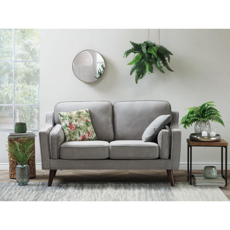 Forsyth Velvet Loveseat, Light Grey